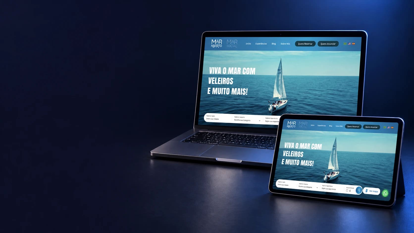 Mockup do Mar Aberto como exemplo de site multilíngue.