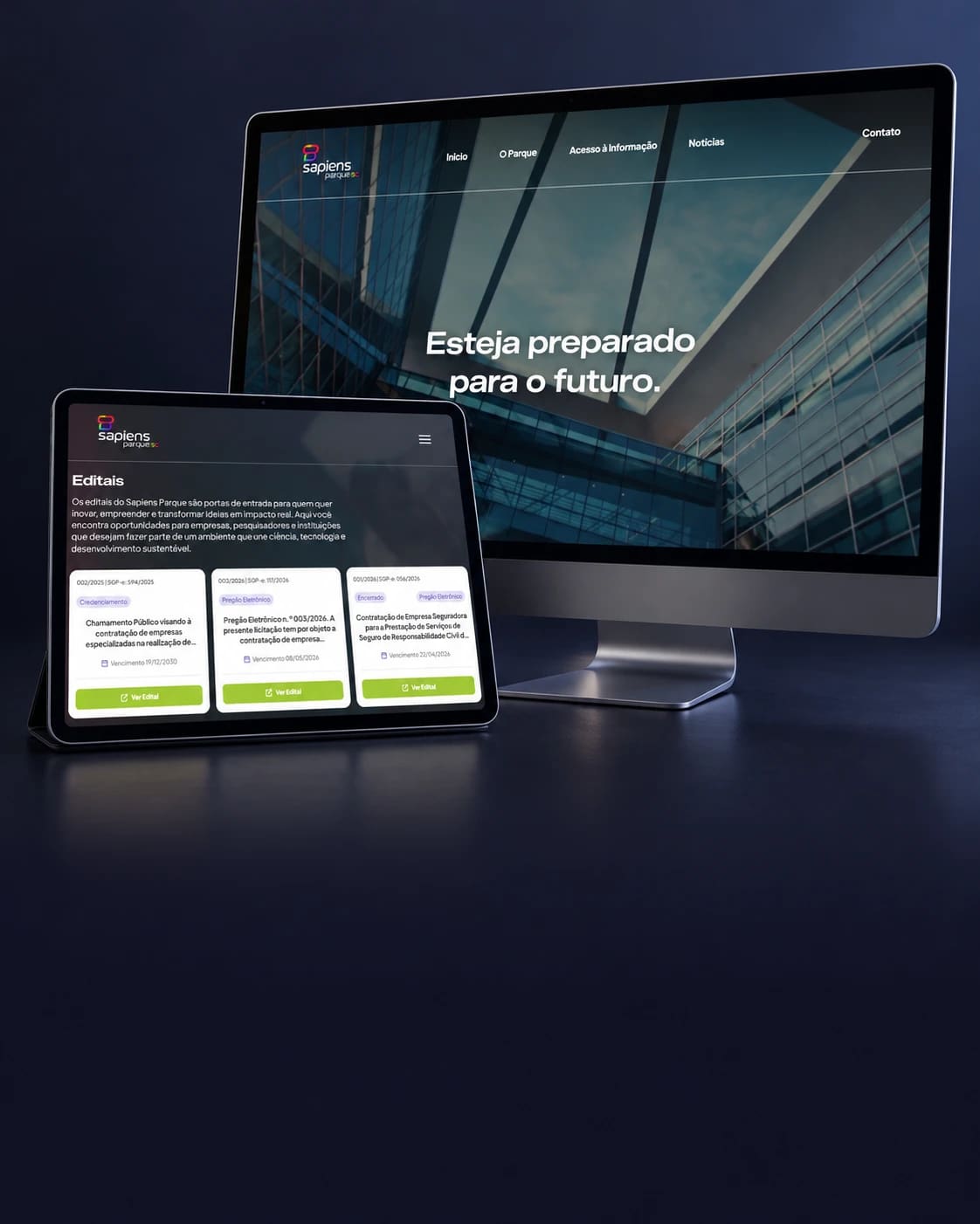 Mockup de um projeto Codie: Sapiens Parque.
