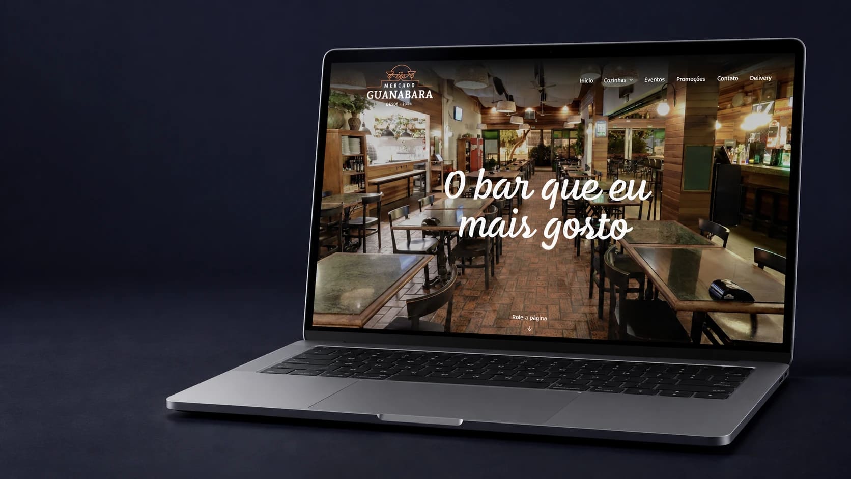 Mockup do projeto Mercado Guanabara em dispositivo, a partir da tela fornecida.