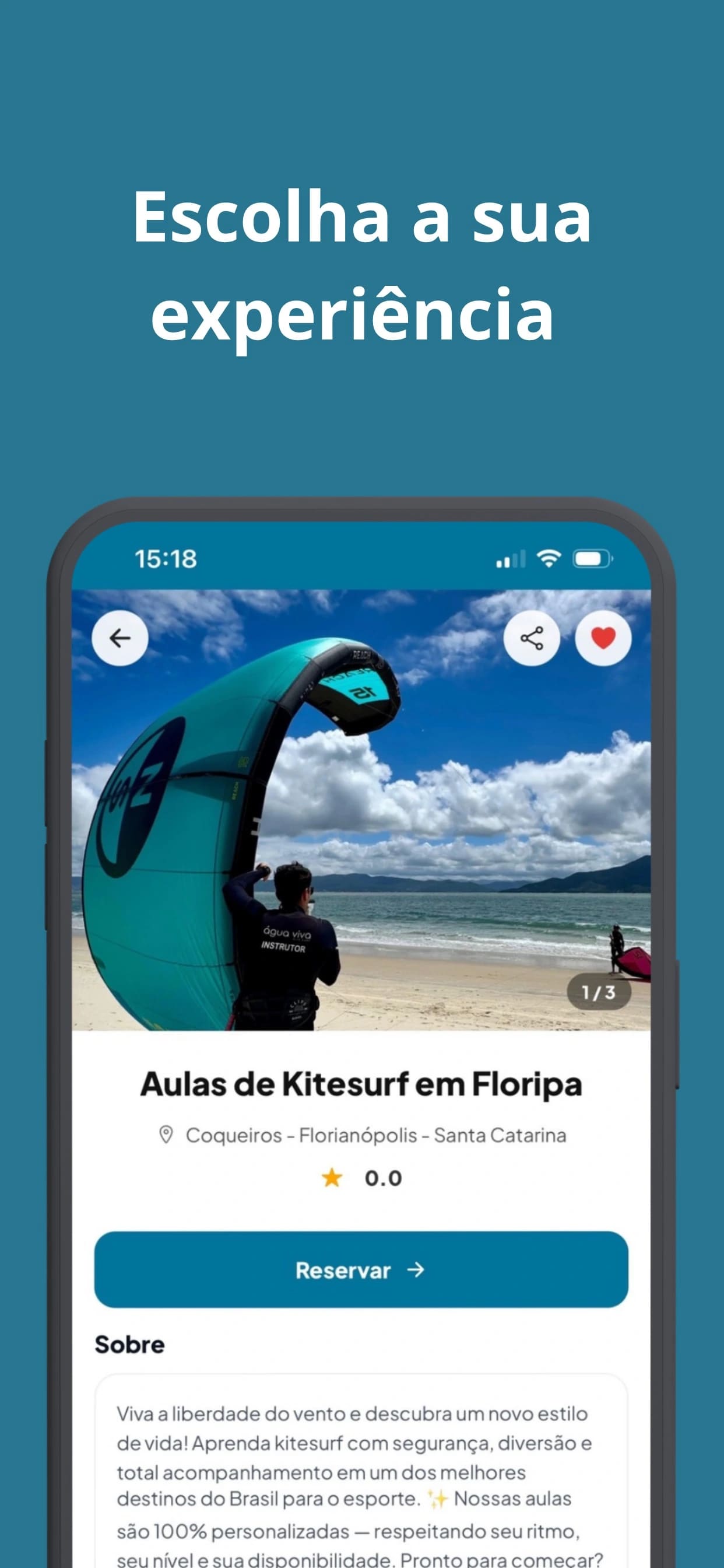 Imagem oficial da publicação do aplicativo Mar Aberto na App Store: Detalhe da experiência.