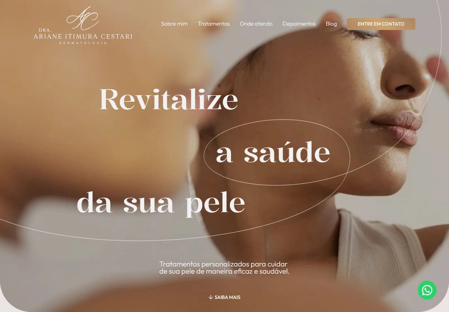 Captura real da Home de Ariane Cestari no desktop.