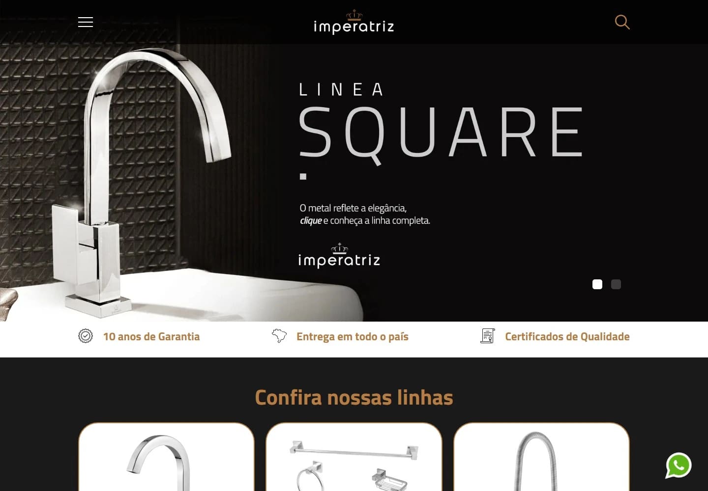 Captura real da Home de Metais Imperatriz no desktop.