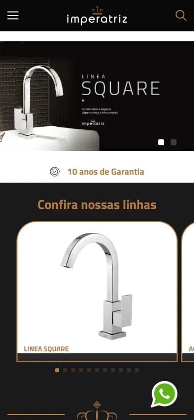Captura real da Home de Metais Imperatriz no celular.