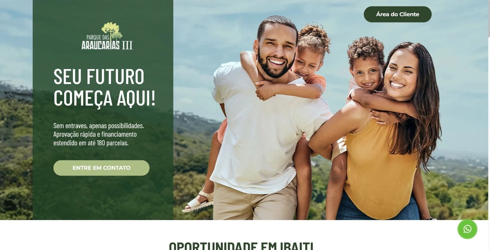 Captura real da landing page Plareno no desktop.
