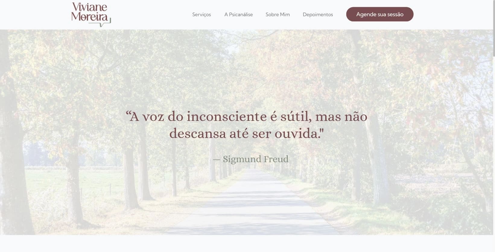 Captura real da landing page Viviane Moreira no desktop.