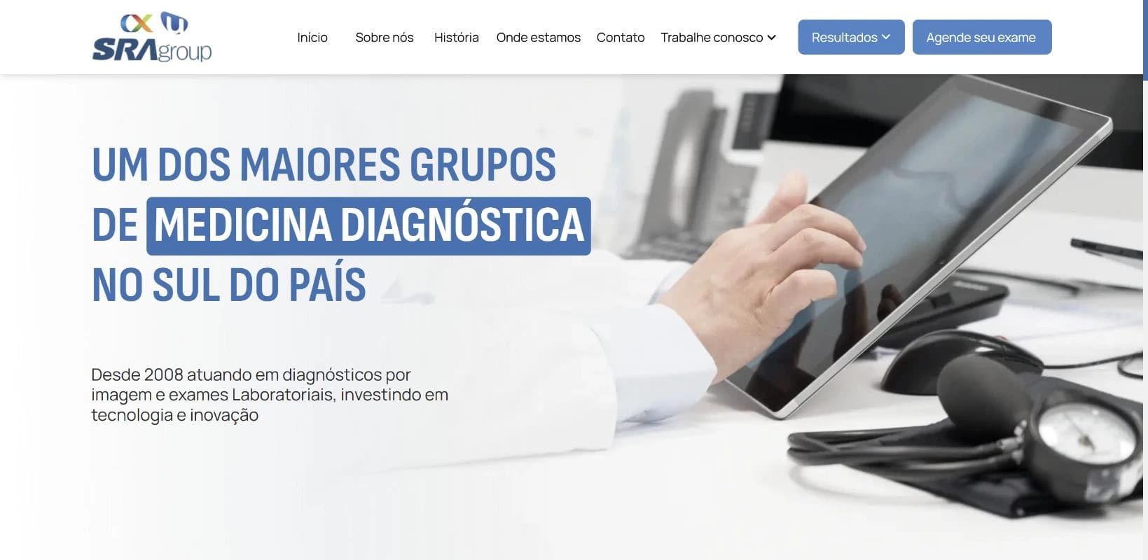 Captura real do site Grupo SRA no desktop.