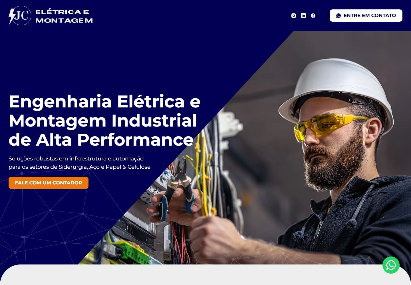 Captura real da Home de JC Elétrica no desktop.