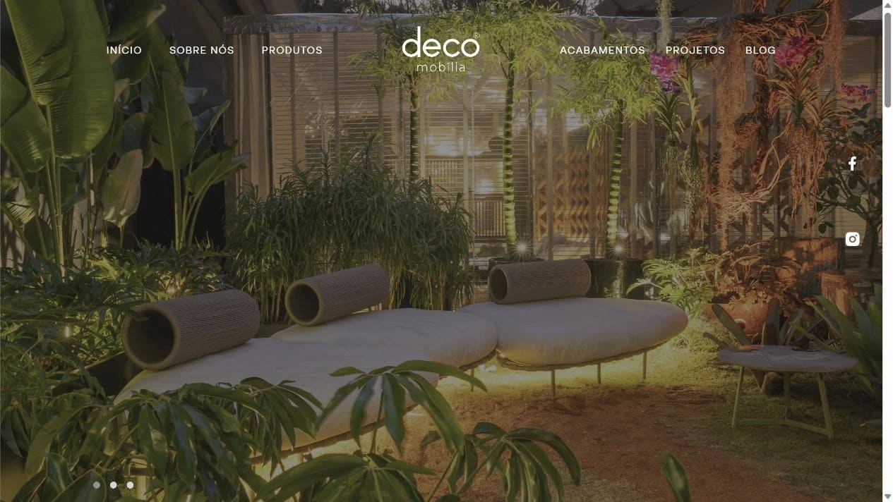 Captura real da Home de Deco Mobília no desktop.