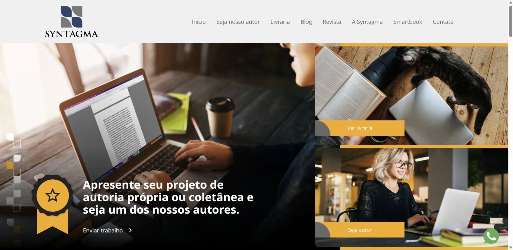 Captura real do site Syntagma no desktop.