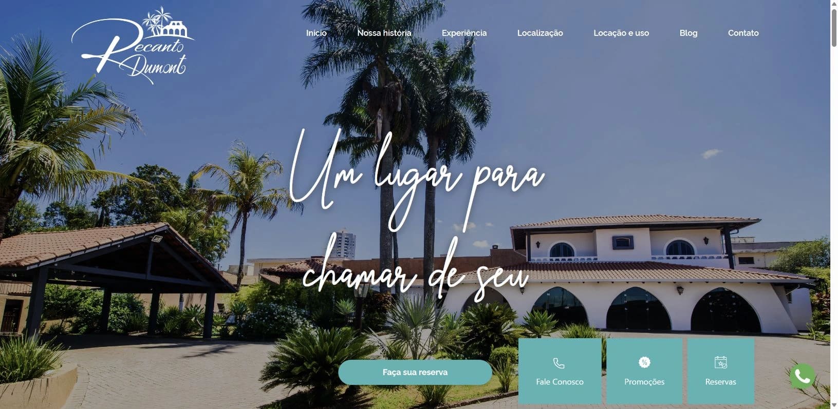 Captura real do site Recanto Dumont no desktop.