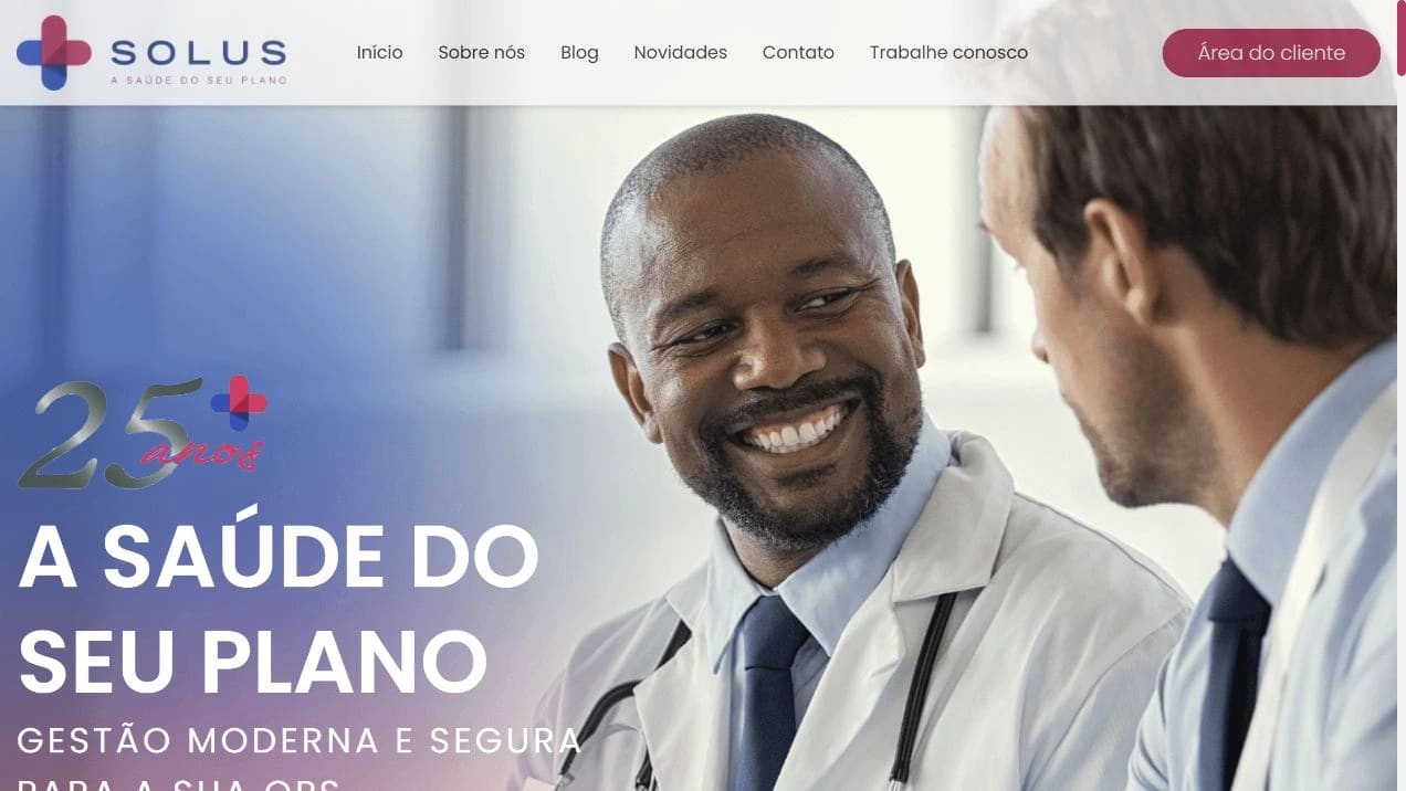 Captura real do site Solus A Saúde do seu Plano no desktop.